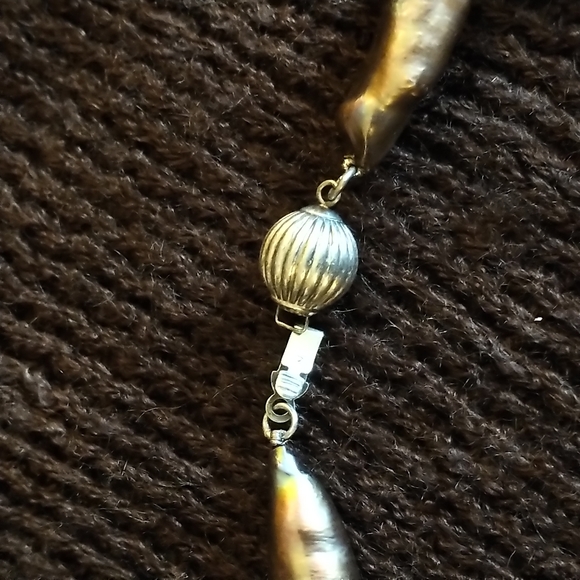 STUNNING brown baroque 18" pearl necklace 925 clasp - Picture 6 of 9